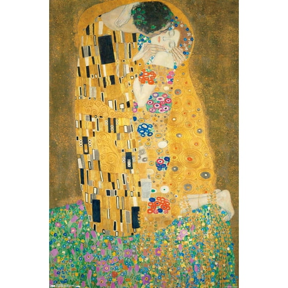 The Kiss by Gustav Limt Wall Poster, 22.375" x 34"