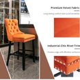 thumbnail image 5 of Widened Counter Height Bar Stools Set of 4, Orange Wood Bar Stools for Kitchen Island, Modern Barstools with Backs, Sillas para Barra de Cocina, Velvet Counter Height Chairs (Orange, 4Pcs), 5 of 5