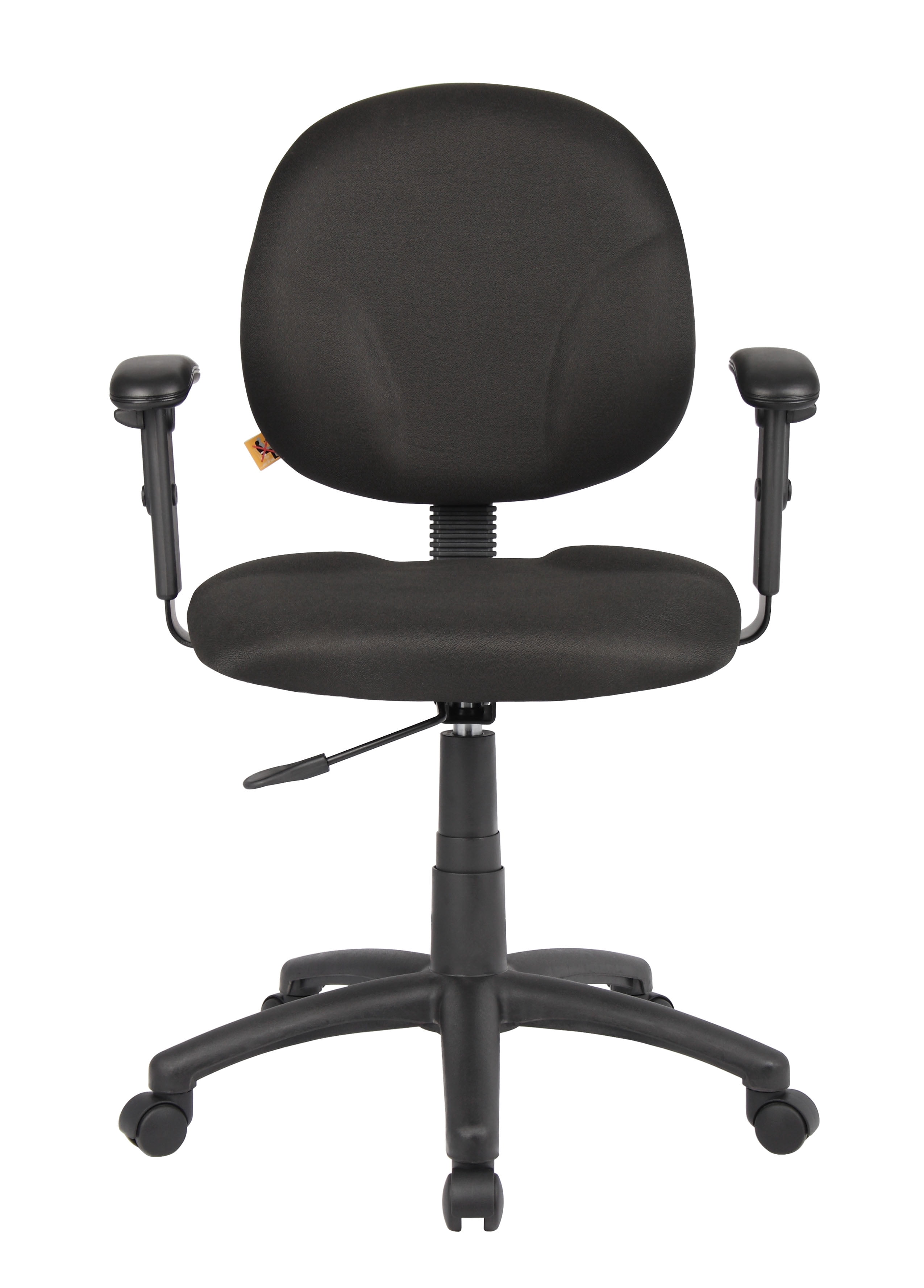 Boss Office Products Fabric Upholstered Wide Seat Office Swivel Chair with Arms in Black