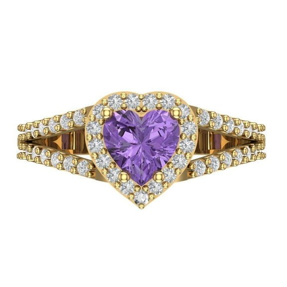 Clara Pucci 14K Yellow Gold 1.49ct Alexandrite Halo Ring for Women