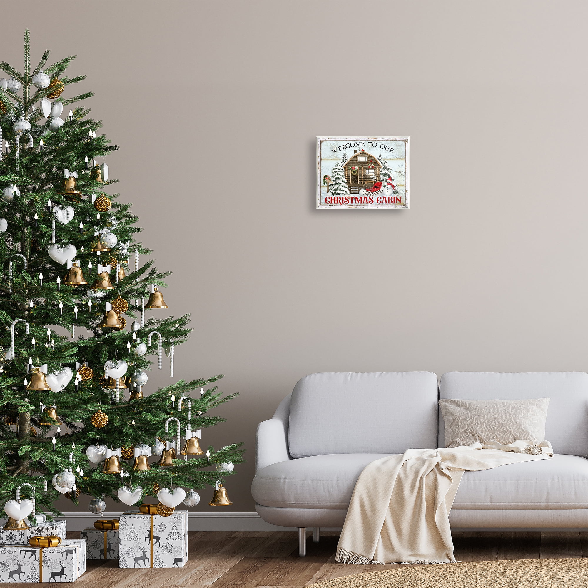 Stupell Industries Welcome Christmas Cabin Holiday Painting Unframed Art Prints Wall Art, 14 x 11