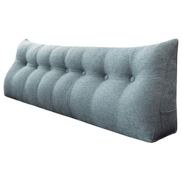 Large Reading Pillow Bolster Triangular Headboard Backrest Positioning Back Support Wedge Pillow for Bed and Sofa with Removable Cover Grey 76 Inches