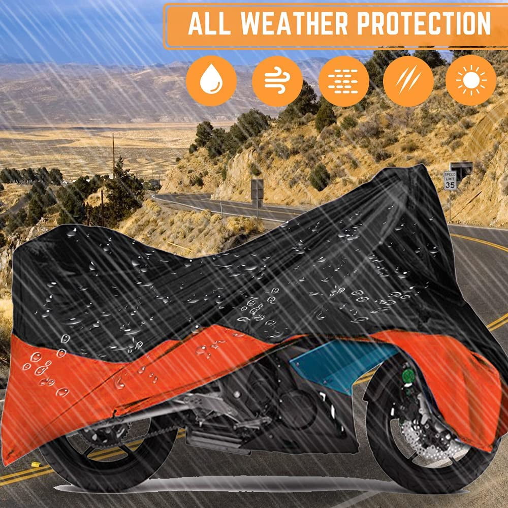 Motorcycle Cover,3XL Waterproof Motorbike Cover for All-Weather Outdoor Indoor Dust and UV Protection,Universal Fits up to 105" Motorcycles