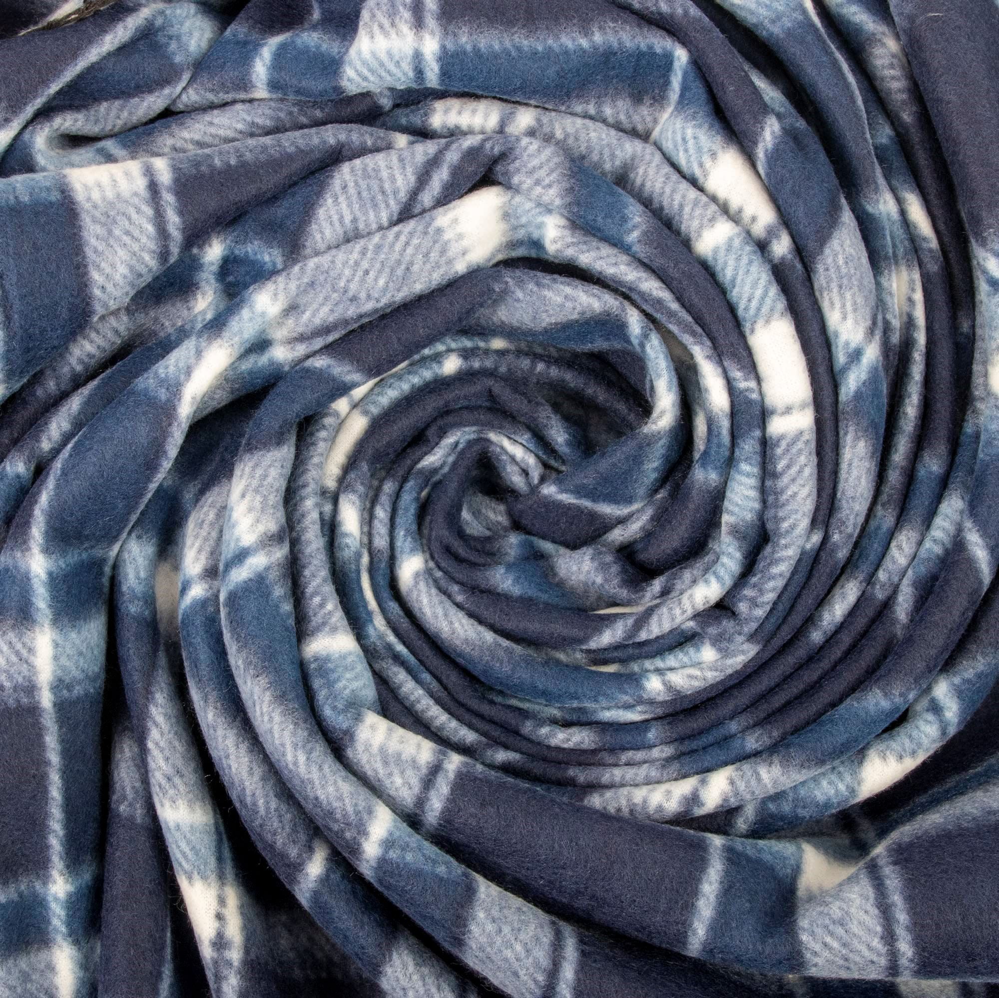 24 Pack of Bulk Wholesale 60”L x 50”W Plaid Color Fleece Throw Blankets for Fall, Winter, Spring, Summer, Men, Women, Children, Homeless, Charity Donation Drives in Blue Plaid