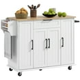 thumbnail image 1 of HOMCOM Kitchen Island on Wheels, Kitchen Cart with Solid Wood Top, White, 1 of 10