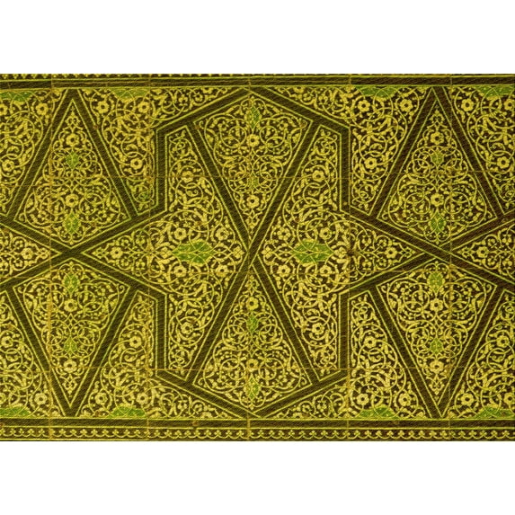 Ahgly Company Indoor Rectangle Patterned Golden Brown Yellow Area Rugs, 8' x 12'