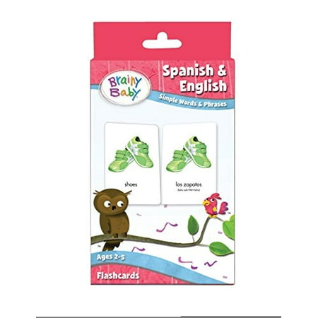 Brainy Baby Teach Your Child Spanish and English Simple Words and Phrases Flash Card (Best Way To Teach English)