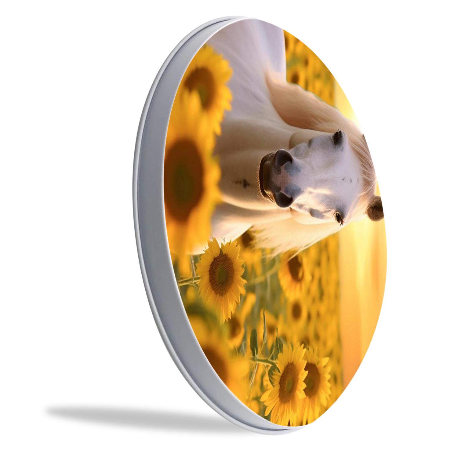 Metal Stove Burner Covers 4 Pcs Metal Round Stove Burner Covers 8Inch And 10Inch ,Horse Sunflowers Sunset multicolor, for Home Decor Cooktop Decorative