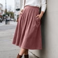 thumbnail image 7 of yillto Womens Corduroy Skirts Pleated High Waist Flowy Loose Fall Winter Long Skirt with Pockets S-XXXL, 7 of 7