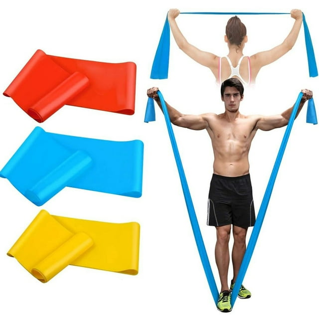 Banda elástica de resistencia, banda plana elástica larga, sin látex, equipo de fitness en casa para fisioterapia, pilates, yoga, ejercicios de entrenamiento de fuerza