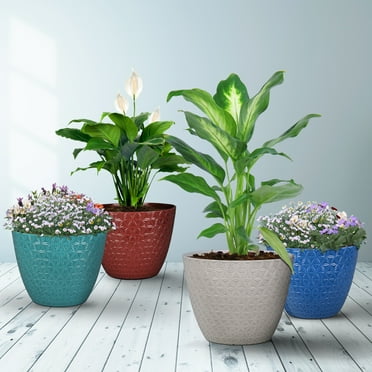 GARDIFE Plant Pots Set Of 2 Pack 8 Inch,Planters For Indoor Plants With Drainage Holes, Modern Decorative Flower Pots For All House Plants, Flowers, Green