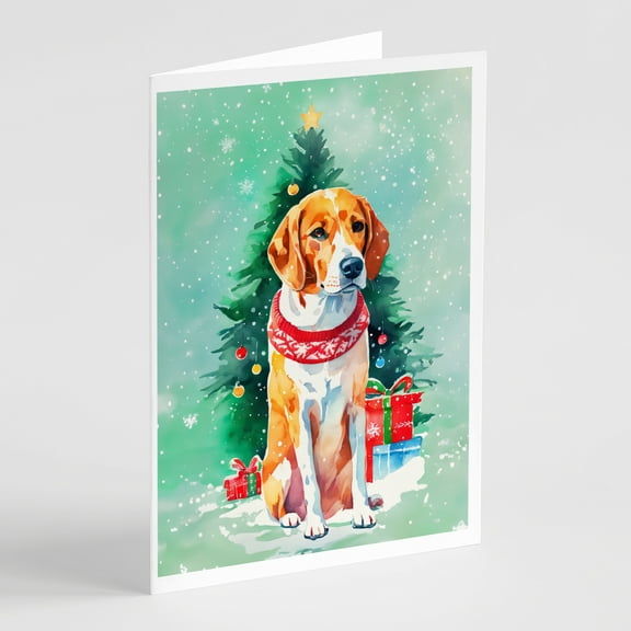 English Foxhound Christmas Greeting Cards Pack of 8 7 in x 5 in