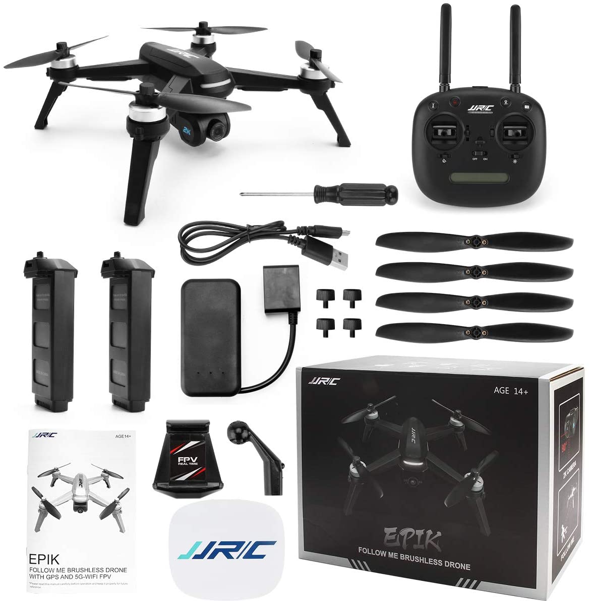 JJRC X5 Brushless Drone 2K Camera WiFi FPV GPS Fixed Height Aerial Photography Drone Quadcopter Black - image 2 of 9