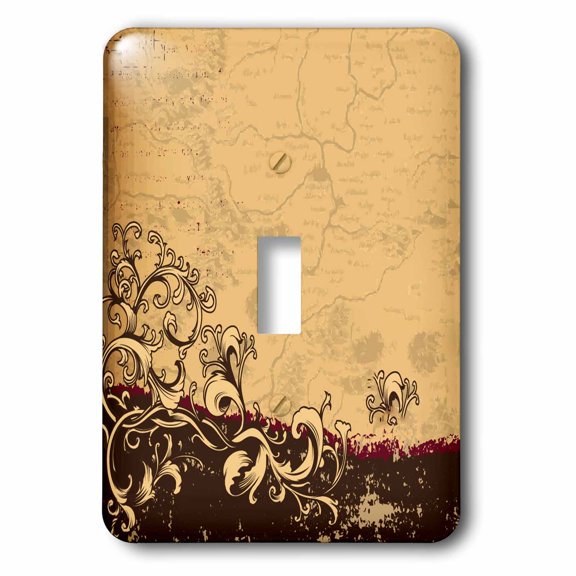 3dRose, Burgandy and Tan Cracked Grunge Background With A Flourish, single toggle switch
