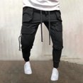 thumbnail image 2 of SOOMLON Men's Summer Beach Pants Pocket Y2k Pants Cargo Lace up Sweatpants Black XXL, 2 of 9