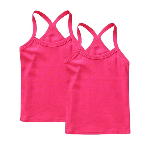 Zpanxa Kids Tank Tops Fashion Cute Solid Color Soft Sleeveless Camisole Crew Neck Y-Back Racerback Cotton for Summer