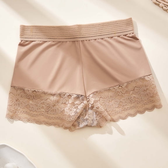 Njagoc3 Women's Lace Trim Boyshorts - Mid Rise Stretch Underwear 1PC for Daily Wear & Loungewear