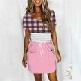thumbnail image 4 of LOVZFMLL Robe Mi-Mollet à Manches Courtes et Col en V Unie pour Femme Rose TG, 4 of 6