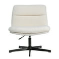 thumbnail image 5 of Emma + Oliver Wide Mid-Back Armless Stationary Swivel Office Chair with Cream Padded Faux Shearling Back/Seat, Adjustable Height, and Sturdy Black Frame, 5 of 11
