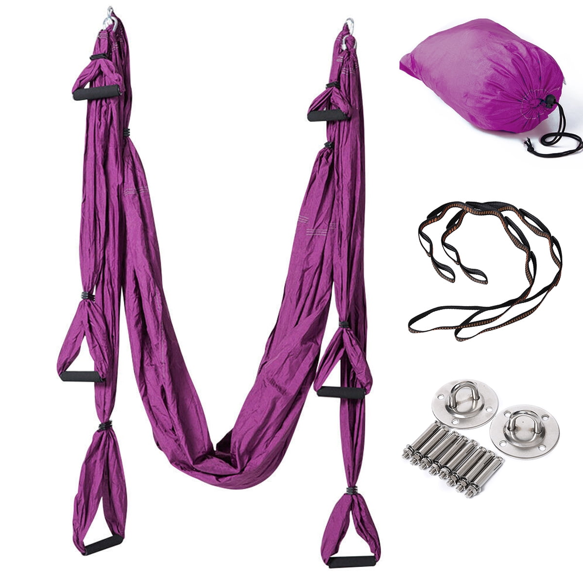 Ceiling Mount & Foam Handle & Belt Anti-Gravity Yoga Swing Flying Hammock Kit 