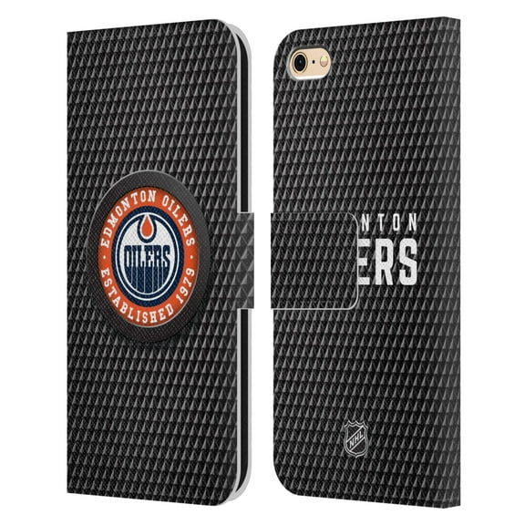 Head Case Designs Officially Licensed NHL Edmonton Oilers Puck Texture Leather Book Wallet Case Cover Compatible with Apple iPhone 6 / iPhone 6s