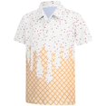 thumbnail image 4 of CPNG Boys Summer Shirt Comfortable Fashion Funny Ice Cream Print Short Sleeve Loose Lapel Buttoned Shirts(White,9-10 Years), 4 of 7