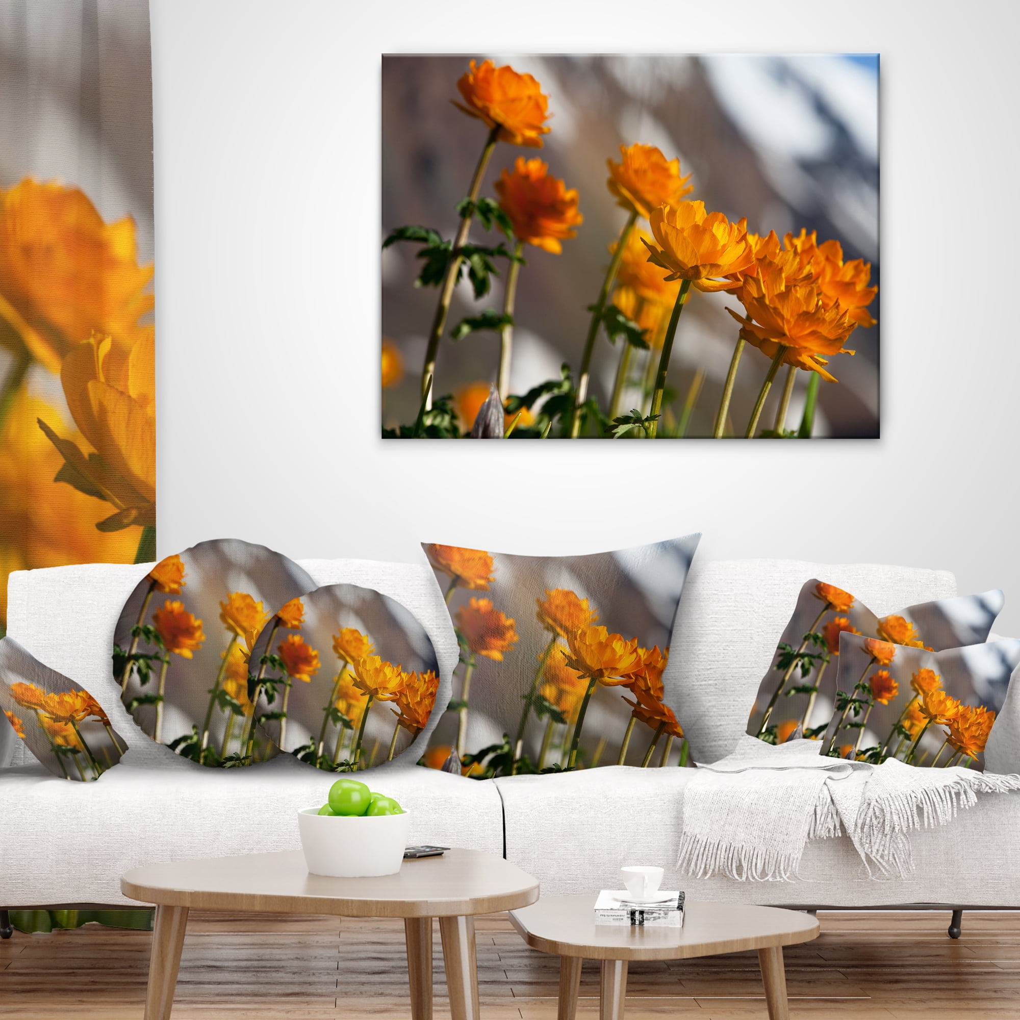 Designart 12" x 20" Yellow Polyester Throw Pillow