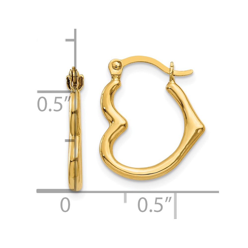 Primal Gold 10 Karat Yellow Gold Heart Shaped Hollow Hoop Earrings