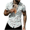 thumbnail image 4 of Handshe Men's Short Sleeve Button-Up Shirt with Turn-Down Collar for Casual and Daily Wear, 4 of 6