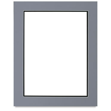 Blick Double Mat - Bar Harbor Gray / Smooth Black, 16" x 20" (12" x 16" opening