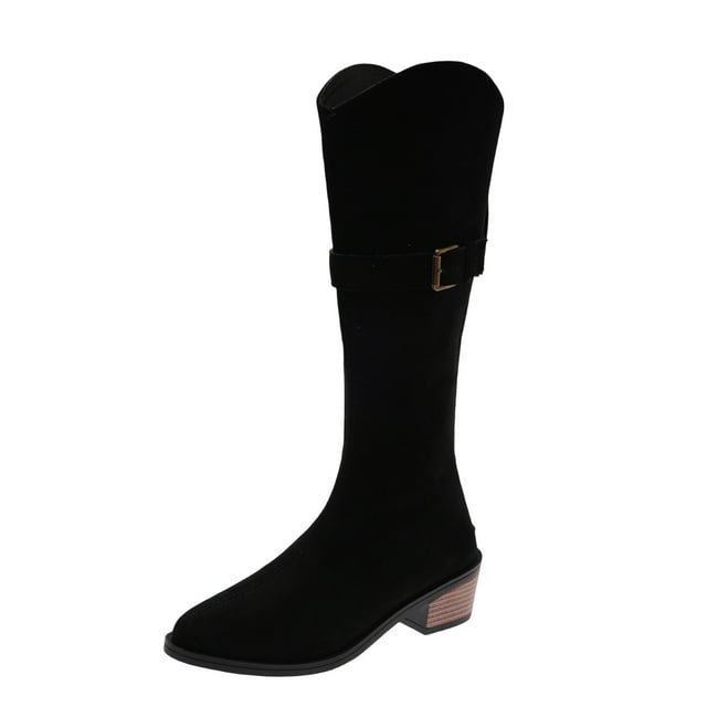 Bottes Longues pour Femmes Mode Décontractée Multicolore avec Semelle Épaisse et Style Occidental pour Automne et Hiver Sensation Fraîche, Bottes d'Hiver pour Femmes
