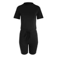 thumbnail image 4 of QGJZVUNL 2 Piece Sets for Women Summer Clothes Crop Short Sleeve Tops and Drawstring Shorts Workout Set Size M, 4 of 8