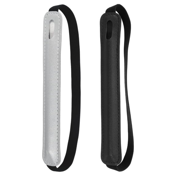 2Pcs Stylus Holder for Tablet, Universal Pen Sleeve Retractable Stylus Holder, Black/Silver