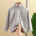 thumbnail image 2 of XXWXYD Boys Girls Turtleneck Long Sleeve Shirt - Striped Pullover Tee Soft Casual Undershirts Comfy Winter Fall Clothes Layering Top, 2 of 9