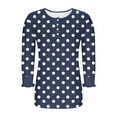 thumbnail image 6 of Ltctricy T Shirts for Women Ruffle 3/4 Length Sleeve Crew Neck Quarter Button Printed Casual Loose Tunic Tops Graphic Tee Blouses(Navy,Small), 6 of 7