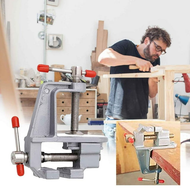 SDNall Aluminum Table Top Vise Vice Universal Swivel Clamp-On 360 Degree Rotating Mini Table Vise