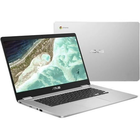 ASUS Chromebook C523NA-DH02 15.6" HD NanoEdge Display, 180 Degree, Intel Dual Core Celeron Processor, 4GB RAM, 32GB eMMC Storage, Silver Color (Refurbished)