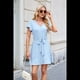 thumbnail image 5 of Vestido Camisero Informal de Verano para Mujer, con Botones y Cuello en V, Mangas Abullonadas Azul L, 5 of 10