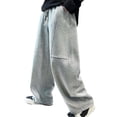 thumbnail image 2 of OOOUM Boys Fleece Lined Sweatpants Elastic Waist Baggy Wide Leg Pants With Pocket Soft Comfy Casual Joggers Grey 11-12 Years, 2 of 8