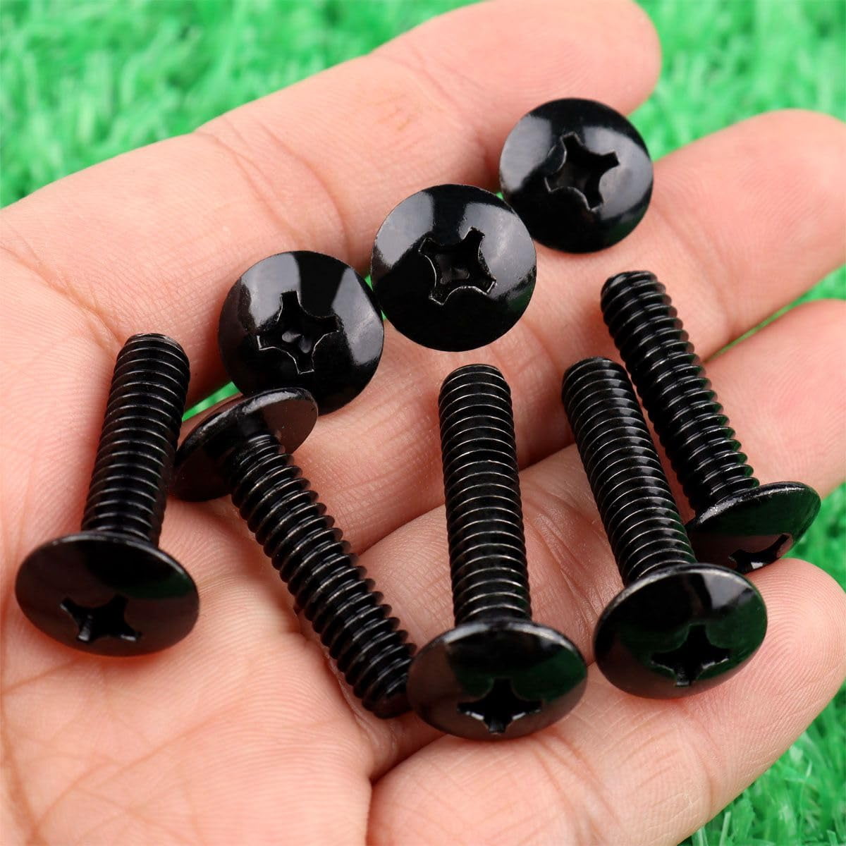 #6-32 1/4-inch roofing head cross-slotted machine screws, 304 stainless steel 18-8, fully threaded, black coated, 50 pcs