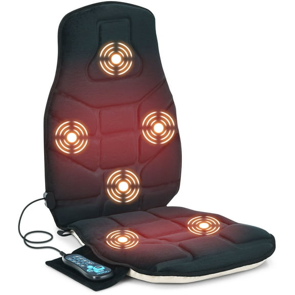 Costway Massage Seat Cushion Back Massager w/ Heat & 6 Vibration Motors for Home
