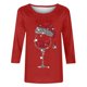 thumbnail image 3 of Puntoco Camiseta de mujer con cuello redondo, manga 3/4 y estampado navideño, jersey de cuello redondo, camiseta de manga larga con cuello redondo, 3 of 3