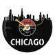 thumbnail image 1 of Reloj de pared retro con diseño de Chicago Skyline, disco de vinilo, 30 cm, 1 of 3