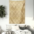 thumbnail image 3 of Autumn Damask Tapestry, Rococo Oriental Style Floral Motifs Designed in Repeated Pattern Image, Wall Hanging for Bedroom Living Room Dorm Decor, 60W X 80L Inches, Ecru and Camel, by Ambesonne, 3 of 5