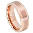 thumbnail image 1 of 8mm Rose Gold IP Plated Brushed Center High Polished Beveled Edge Wedding Band Ring For Men Or Ladies, 1 of 7