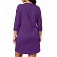 thumbnail image 3 of Plus Size Women's 3/4 Sleeve Nightgown Round Neck Mini Sleep Dresses Fall Casual Loose Loungewear Dress L-5XL, 3 of 6