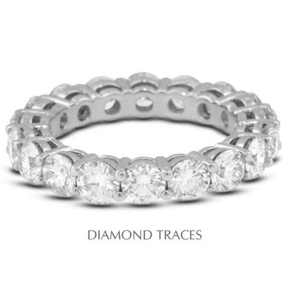Diamond Traces UD-EWB446-5212 14K White Gold 4-Prong Setting 1.36 Carat Total Natural Diamonds Basket Eternity Ring