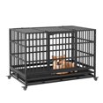 thumbnail image 2 of Escape-Proof Robust Pet Kennel, Double-Door Foldable Dog Cage with Casters & Pull-Out Waste Tray, 2 of 8