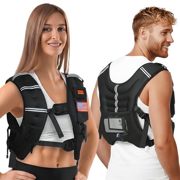 Chaleco pesado WANOON de 12 libras, ajustable, reflectante, para fitness