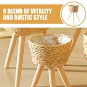 Plant Pot Rack Pots Stand Floor Planter Wicker Flower Stool Kitchen Decorations Corner Frame Wooden
